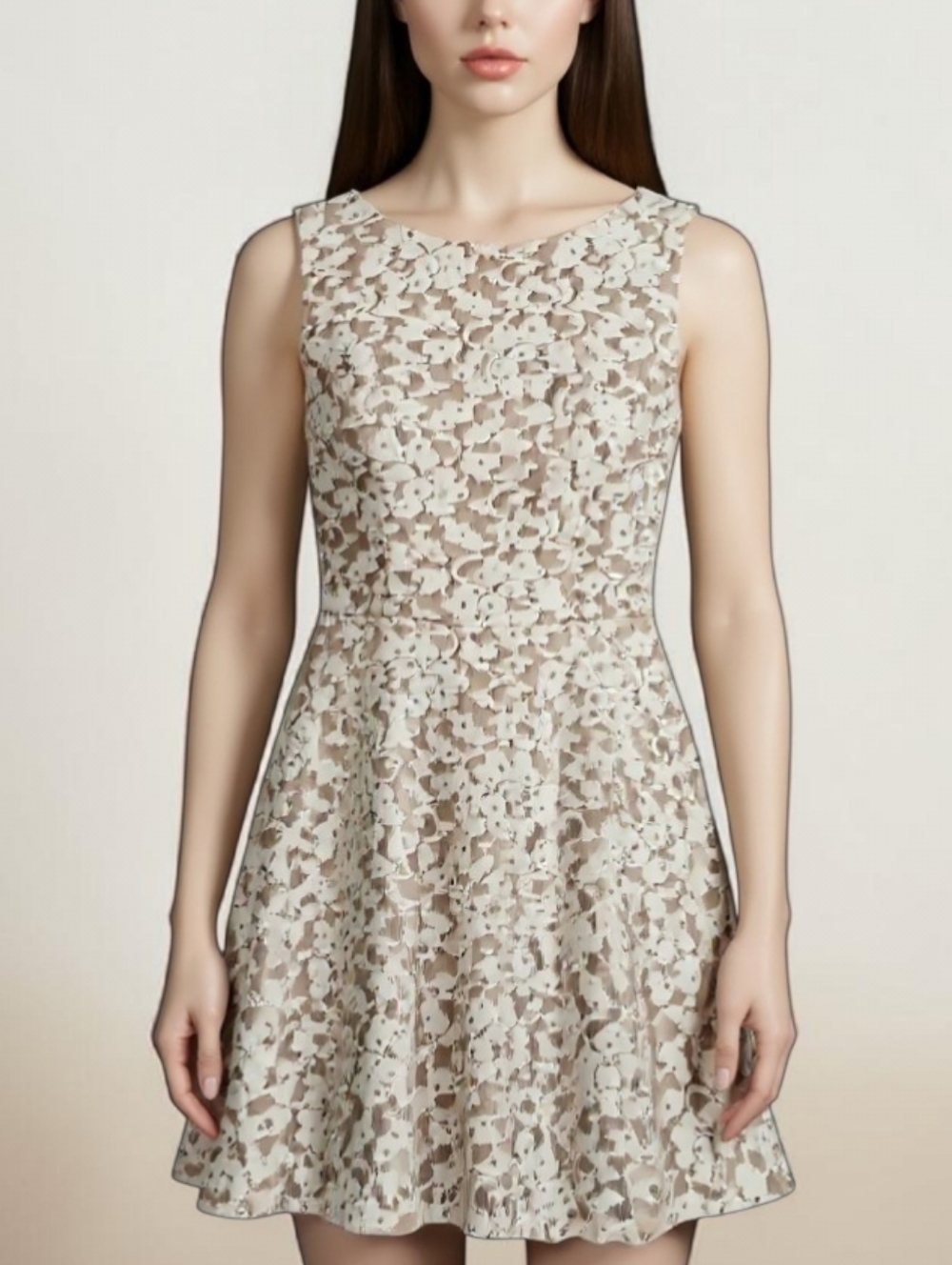 Speechless Cream Floral Lace Fit & Flare Mini Dress